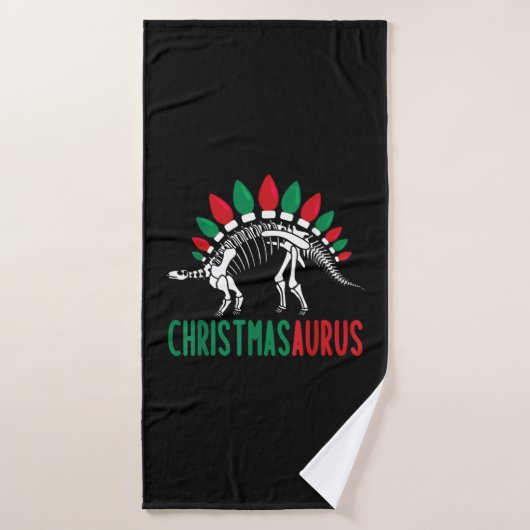クリスマソウルスキュートクリスマス恐竜ツリーレックスディ バスタオル (バスタオル)