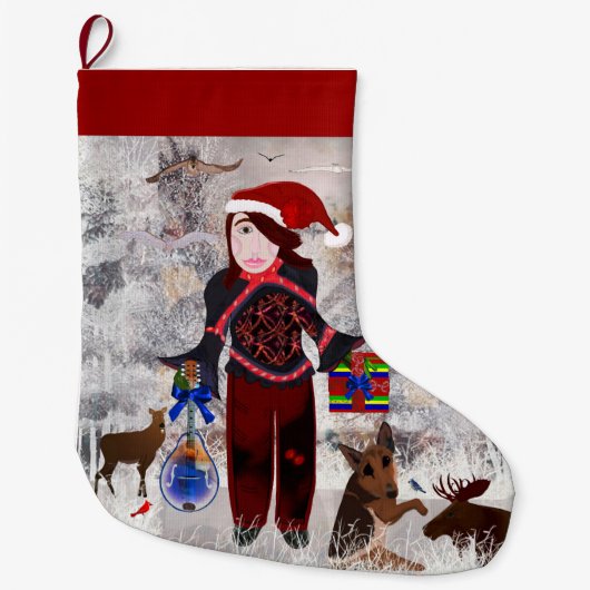 クリスマタスプレゼントリーマリークリエイティブデザイン ラージクリスマスストッキング (正面)