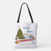 クリスマヌカのハッピー&メリー+伝統的要素 トートバッグ (裏面)