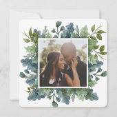 クリスマパーソナライズされたスブルー緑葉の写真 シーズンカード (正面)