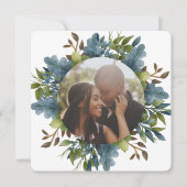 クリスマパーソナライズされたスブルー緑葉の写真 シーズンカード (正面)