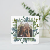 クリスマパーソナライズされたスブルー緑葉の写真 シーズンカード (スタンド正面)