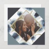 クリスマパーソナライズされたスモダンブルー写真 シーズンカード (正面/裏面)