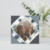 クリスマパーソナライズされたスモダンブルー写真 シーズンカード (スタンド正面)