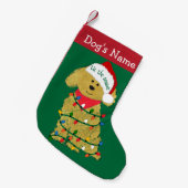 クリスマパーソナライズされたスライトゴールデンドール スモールクリスマスストッキング (正面 (吊り時))
