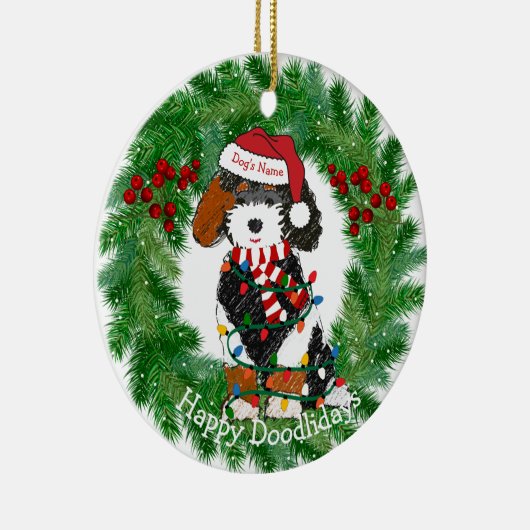 クリスマパーソナライズされたスライトベルネドードル セラミックオーナメント (右)