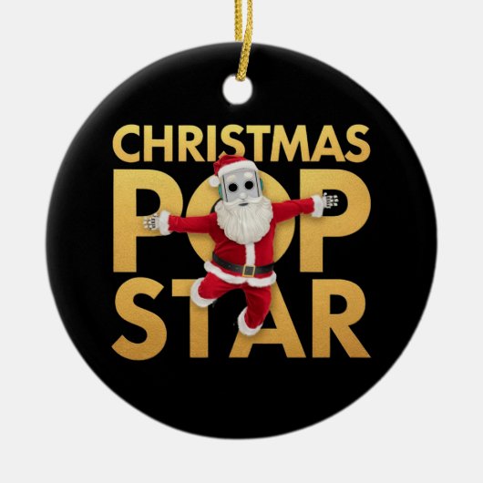 クリスマポップ・アートのススターかわいい&ホカラフルリデイ セラミックオーナメント (正面)