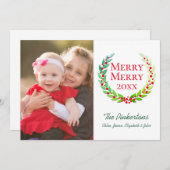 クリスマメリースメリー・ローレルリース家族の写真 シーズンカード (正面/裏面)