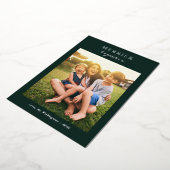 クリスマメリース一緒に家族の写真シルバー 箔シーズンカード (回転した状態)