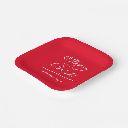 クリスマメリース&ブライトパーソナライズされたファミリーシック ペーパープレート (傾斜あり)