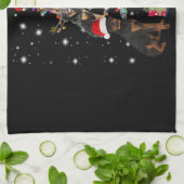 クリスマメリーマイリトルロットワイラー キッチンタオル (折り畳み)