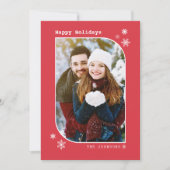 クリスマモダンスミニマリスト赤と白のフォトカード シーズンカード (正面)