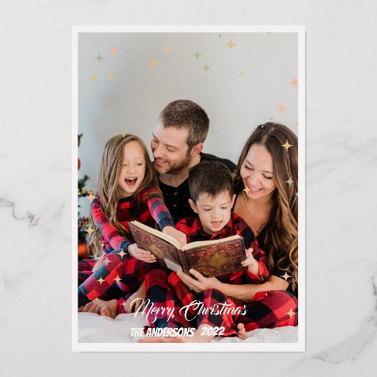 クリスマモダンスミニマルト写真スクリプトスターカード 箔シーズンカード (正面)