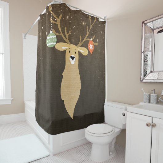 クリスマモダンス素朴ウィンターディアホリデーシック シャワーカーテン (インサイチュ)