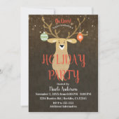 クリスマモダンス素朴ウィンターディアホリデーパーティー 招待状 (正面)