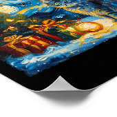 クリスマロシアのスブルーキャットアートファンゴッホの星 ポスター (角)