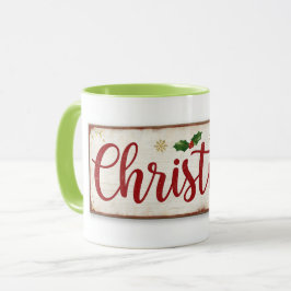 クリスマンの文字が入ったマグカップ マグカップ