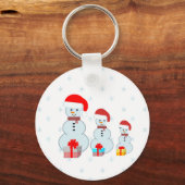 クリスマン雪だるまと雪 キーホルダー (正面)