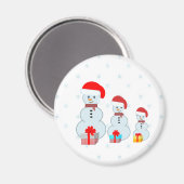 クリスマン雪だるまと雪 マグネット (正面/裏面)