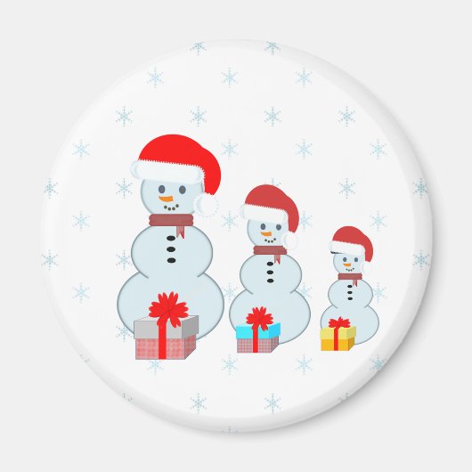 クリスマン雪だるまと雪 マグネット (正面)