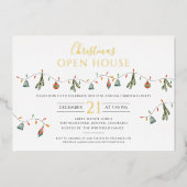 クリスマ企業のスオープンハウスパーティー金ゴールド 箔シーズンカード (正面)