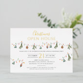 クリスマ企業のスオープンハウスパーティー金ゴールド 箔シーズンカード (立ち正面)