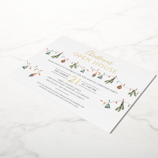 クリスマ企業のスオープンハウスパーティー金ゴールド 箔シーズンカード (回転した状態)