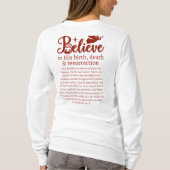 クリスマ信じスイエス出生ホワイトレッド Tシャツ (裏面)
