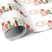 クリスマ信じスキュートサンタタイポグラフィ ラッピングペーパー (ロールコーナー)