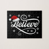 クリスマ信じスサンタクロース – Santa Hat Black ジグソーパズル (横)