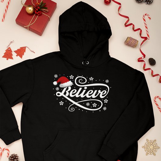 クリスマ信じスサンタクロース – Santa Hat Black パーカ