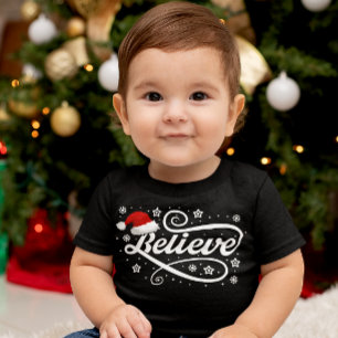 クリスマ信じスサンタクロース – Santa Hat Black ベビーTシャツ