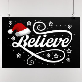 クリスマ信じスサンタクロース – Santa Hat Black ポスター
