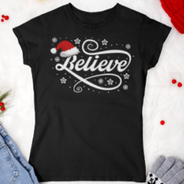 クリスマ信じスサンタクロース – Santa Hat Black Tシャツ
