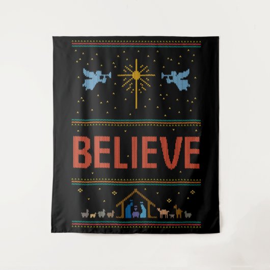 クリスマ信じススセーターキリスト教神イエス タペストリー (正面)