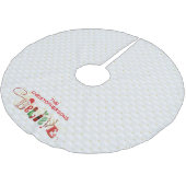 クリスマ信じスパーソナライズされたキルテッドホワイト ブラッシュドポリエステルツリースカート (アングル)