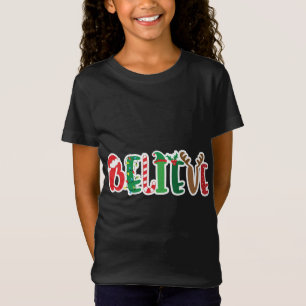 クリスマ信じスライトサンタハットキャンディーケーン小妖精や小人 Tシャツ
