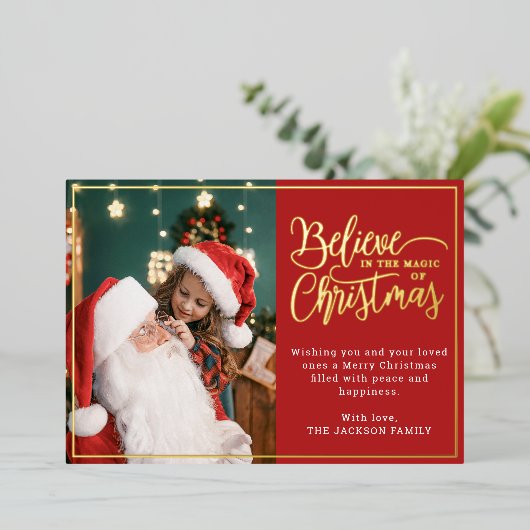 クリスマ信じス魔法赤2枚 箔シーズンカード (立ち正面)
