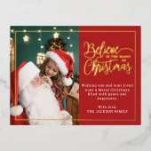 クリスマ信じス魔法赤2枚 箔シーズンポストカード (正面)