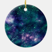 クリスマ婚約したス結婚したパープルグリーングリッター セラミックオーナメント (裏面)