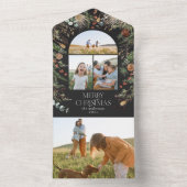 クリスマ数々のス写真のアーチ水色植物学 オールインワン招待状 (内側)