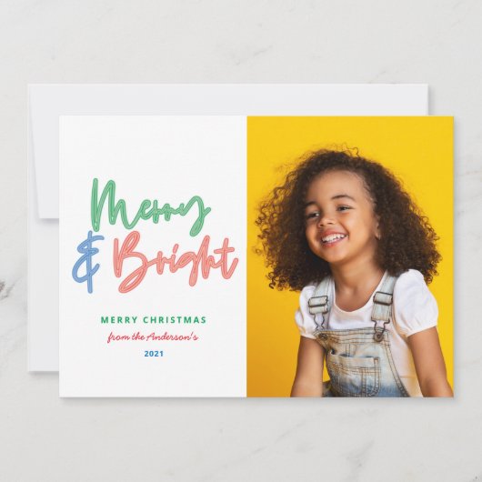 クリスマ数々のス写真明るいモダンカラフル 案内状 (正面)