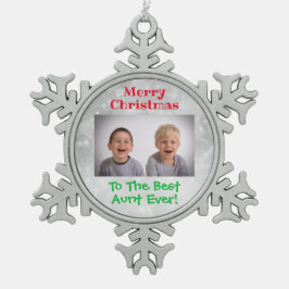 クリスマ最高のスおばさんEver Kids写真 スノーフレークピューターオーナメント