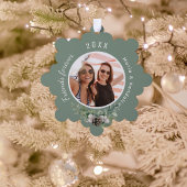 クリスマ最高のススの友人の写真セージ緑のコーン松 オーナメントカード