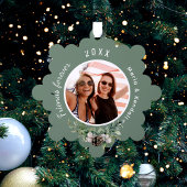 クリスマ最高のススの友人の写真セージ緑のコーン松 オーナメントカード