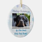 クリスマ最高のスドッグのパパ写真 セラミックオーナメント (右)