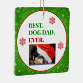 クリスマ最高のスドッグのパパ写真 セラミックオーナメント (右)