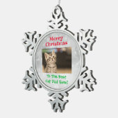 クリスマ最高のス猫パパのペット写真 スノーフレークピューターオーナメント (右)