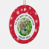 クリスマ最高のス猫パパのペット写真 セラミックオーナメント (右)