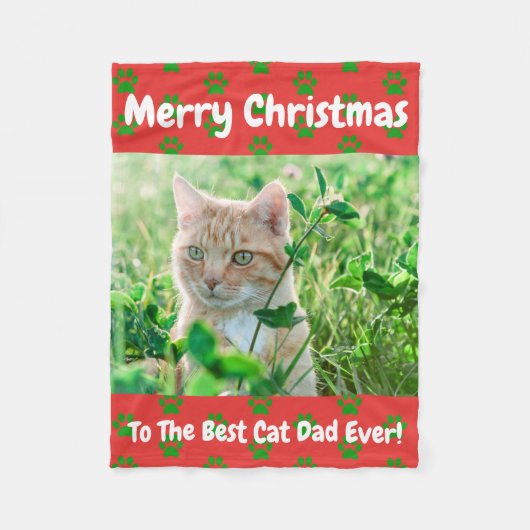 クリスマ最高のス猫パパのペット写真 フリースブランケット (正面)